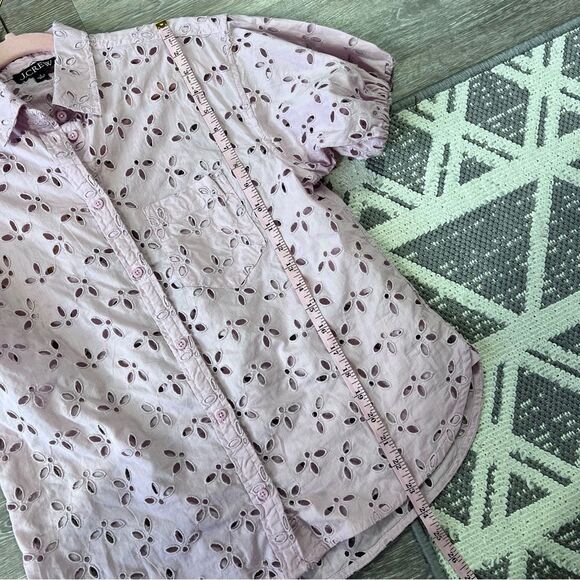 J. Crew spring garden eyelet button down‎ blouse collared polo women’s size 2 - Picture 4 of 6